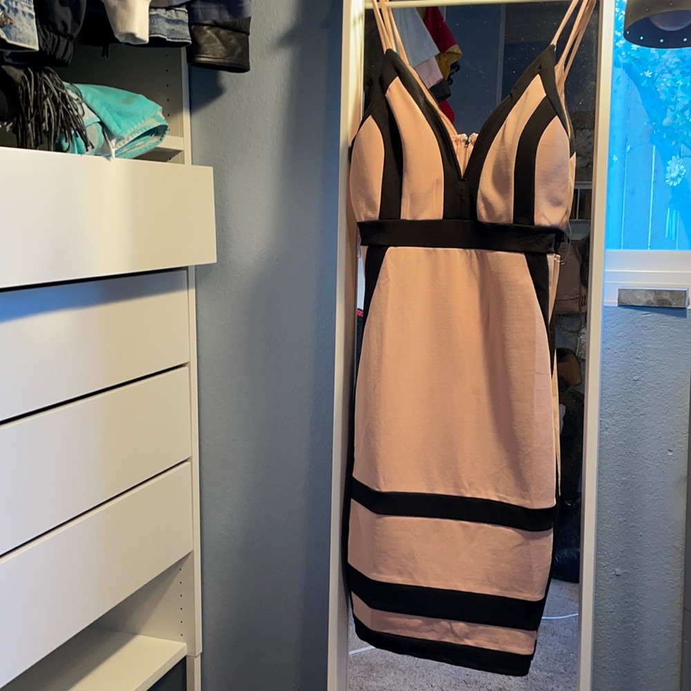 Tan/nude mini dress.